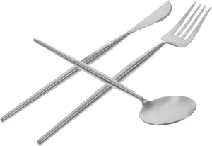 -in-one Set 3-piece Stainless Steel Cutlery for Camping Hiking and Family Dining