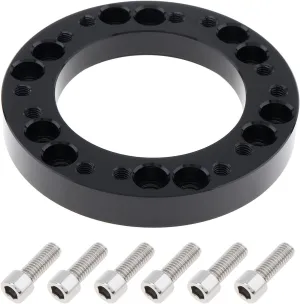 0.5" Steering Wheel Hub Adapter Conversion Spacer, Black Aluminium Alloy 12mm Steering Wheel Hub PCD Adapter Spacer for Momo for Nardi for OMP for Sparco