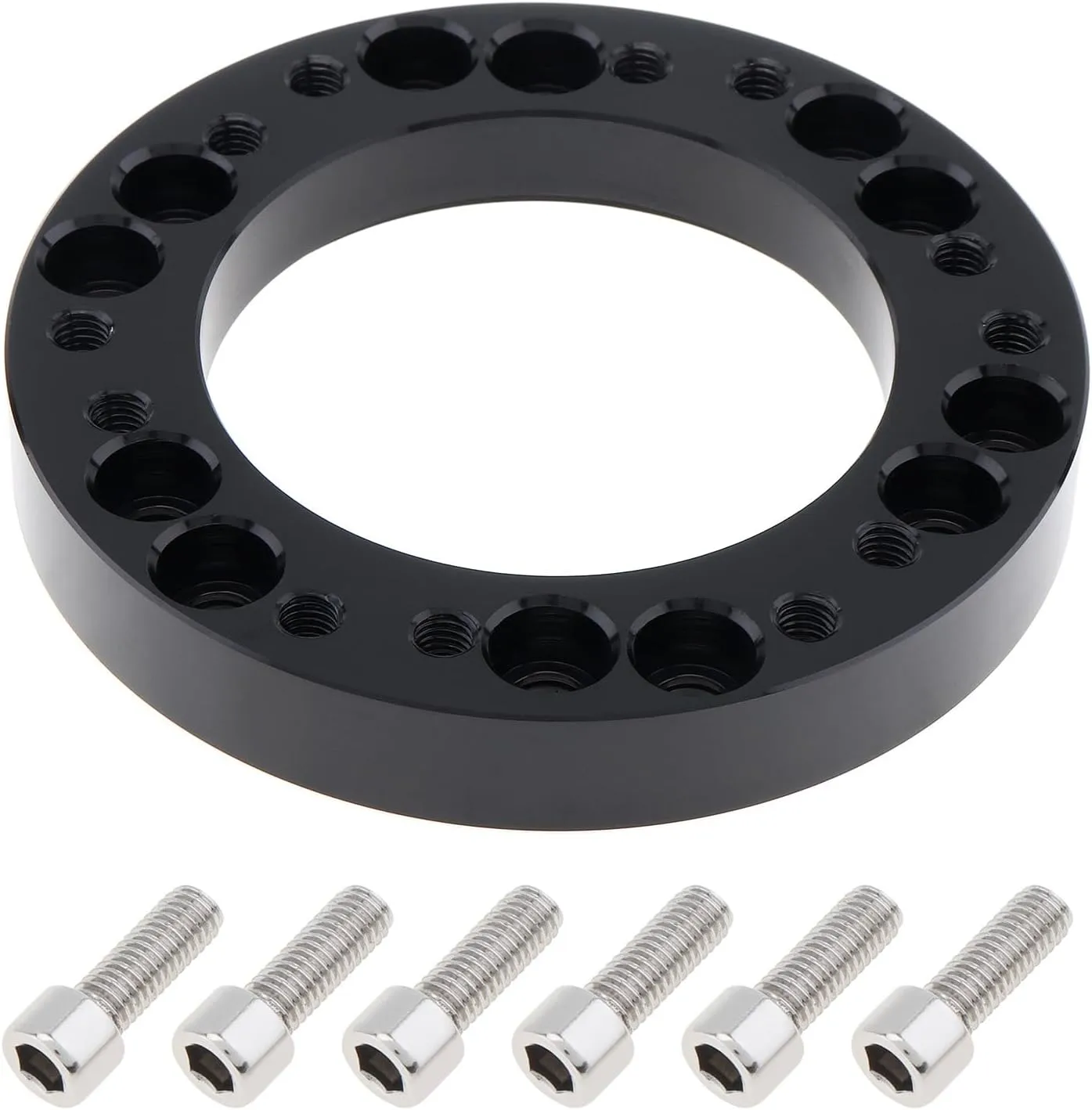 0.5" Steering Wheel Hub Adapter Conversion Spacer, Black Aluminium Alloy 12mm Steering Wheel Hub PCD Adapter Spacer for Momo for Nardi for OMP for Sparco