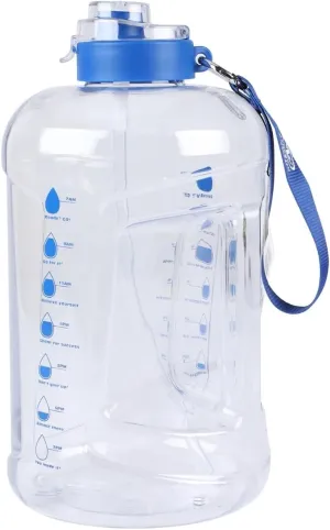 1 Gallon Tritan Water Bottle, BPA Free, Insulated, Measurements, Clear and Blue