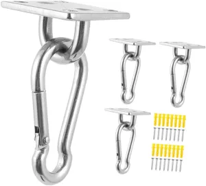 1 Set Stainless Steel Swing Hanger Ceiling Hook for Hanging Plants Gymnastics Rings Hammocks and Outdoor Gear Heavy Duty Pad Eye Plate Hardware