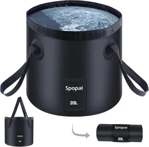 10000mAH Portable Shower with Extra Collapsible Bucket 20l White