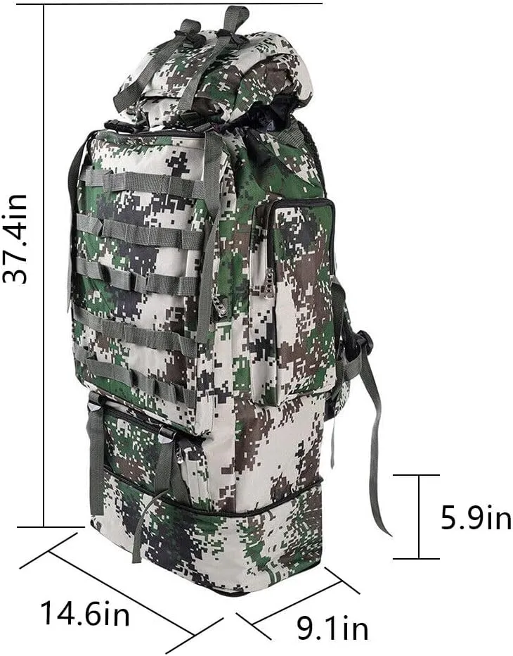 100L Camping Hiking Backpack, Large Military Tactical Backpack Waterproof Travel Daypack Survival Rucksack Bushcraft Backpack Lightweight Outdoor Camping Bag, Khaki