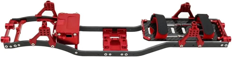 1/10 RC Crawler Carbon Fiber Girder 4MM CNC Metal Car Chassis Frame Body Kit Parts for Axial SCX10 II Rock Off Road Truck (Red)