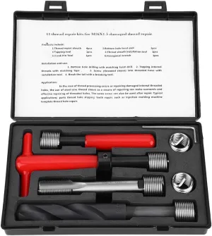11Pcs M16x1.5 Thread Repair Kit Stainless Steel Drill Helicoil Repair Kit Threaded Reply Tool Kit