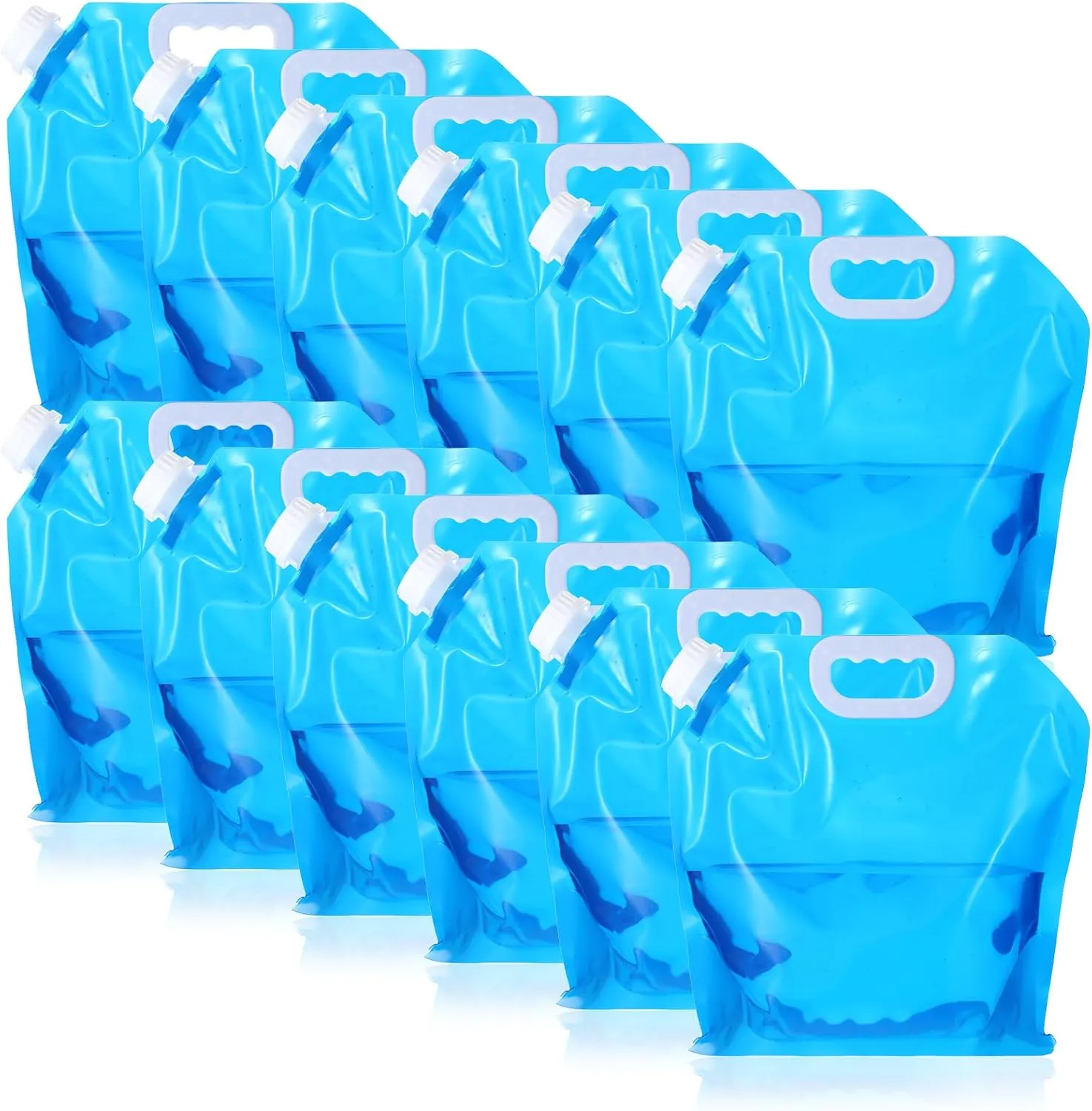 12 Pack 1.3 Gallon Collapsible Water Storage Bag Water Container Bag Emergency Jug Foldable Plastic Storage Pouch Freezable Carrier Tank for Outdoor Sport Camping