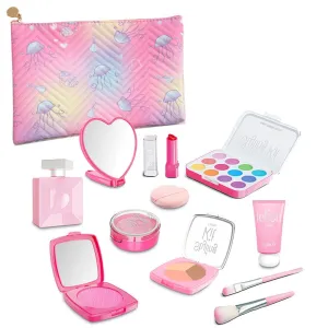 12 Pcs Pretend Makeup Kit for Girls with Hand Bag, Pink