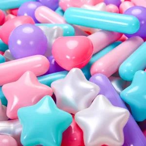 150 Count Ball Pit Balls for Ball Pit, 4 Shapes BPA Free Crush Proof Plastic Toy Balls for Ball Pit, Children's Pool Water Toys, Macaron Ocean Balls with Storage Bag.