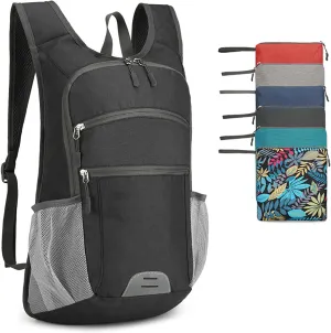 15L Hiking Backpack Foldable Ultralight Hiking Pack Small Travel Backpackfor Women Men(Black)