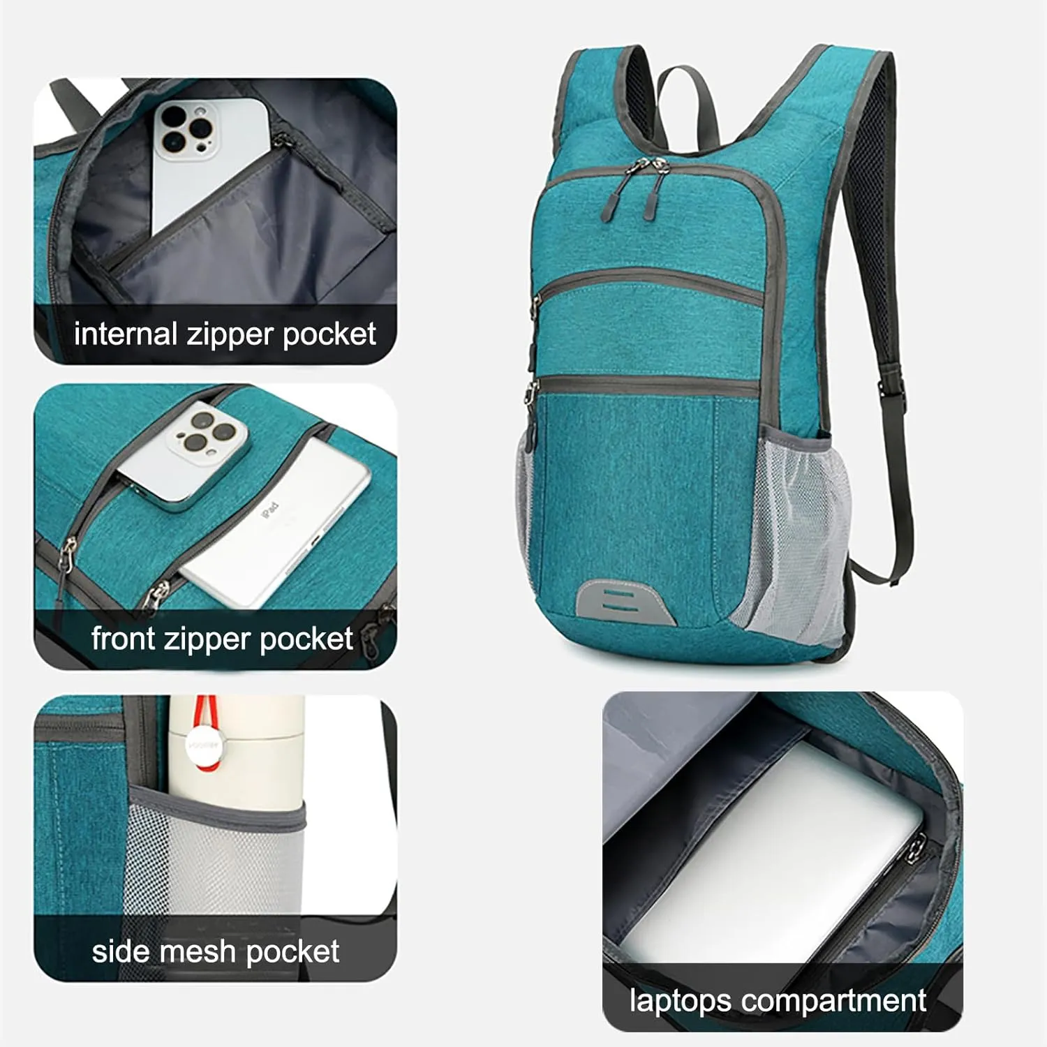15L Hiking Backpack Foldable Ultralight Hiking Pack Small Travel Backpackfor Women Men(Black)