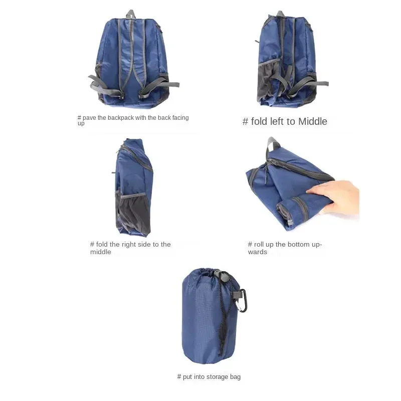 15L Lightweight Waterproof Foldable Backpack - Large Capacity Ultralight Outdoor Travel Sports Backpack