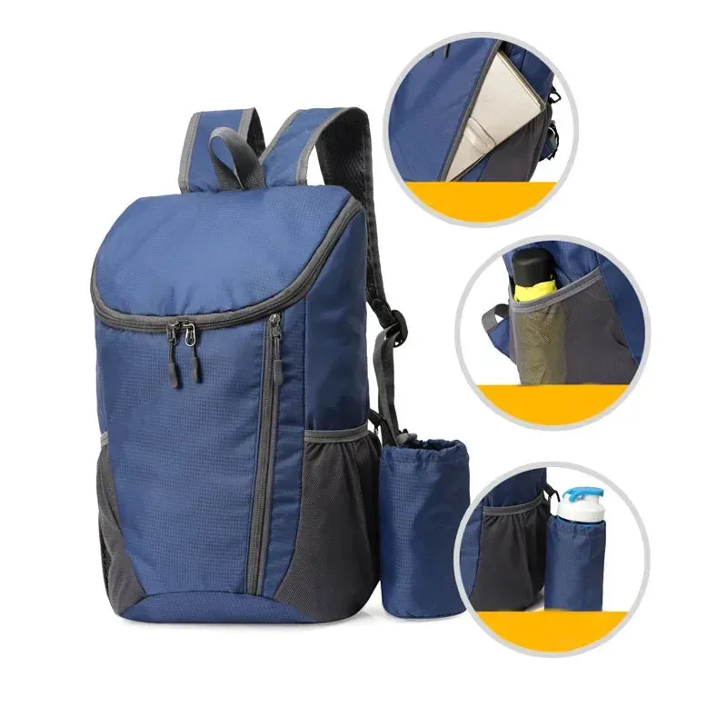 15L Lightweight Waterproof Foldable Backpack - Large Capacity Ultralight Outdoor Travel Sports Backpack
