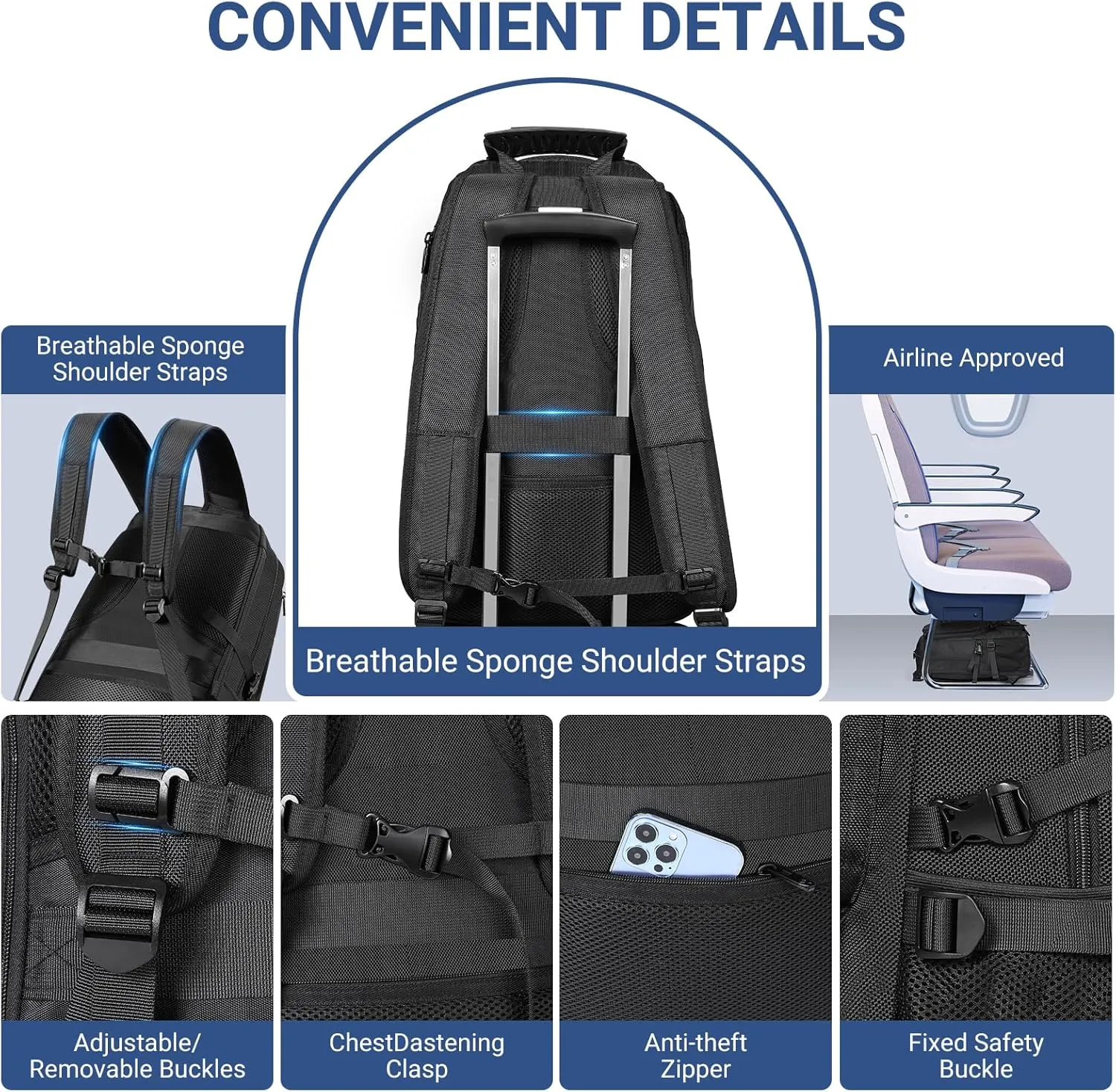 17.3 Inch gym backpack with Shoe Compartment,60L Water Resistant Anti Theft Backpacks with USB Charging Port, Airline Approved Carry on Bag Multiple Compartments,for Men Women Travel
