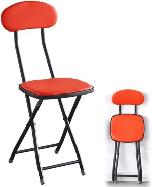 18 Inch Cushioned Padded Folding Bar Stool with Backrest, Portable Folding Stool Chair for Garden Outdoor Travel BBQ, 1PC(Red)