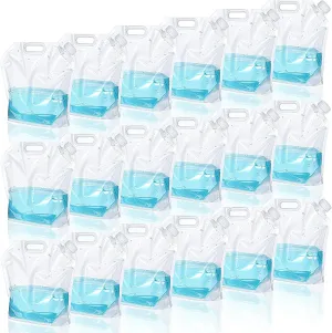 18 Pcs 5 L Collapsible Water Container Bag, Premium Collapsible Water Container Bag Emergency Water Container Freezable Food Grade Clear Plastic Storage Bag Foldable Water Bottle for Camping Riding