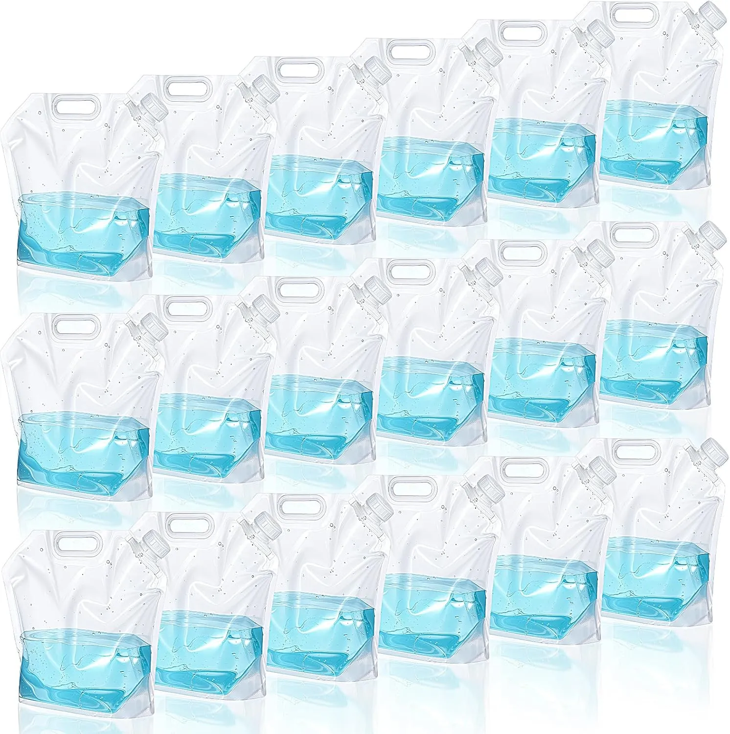 18 Pcs 5 L Collapsible Water Container Bag, Premium Collapsible Water Container Bag Emergency Water Container Freezable Food Grade Clear Plastic Storage Bag Foldable Water Bottle for Camping Riding