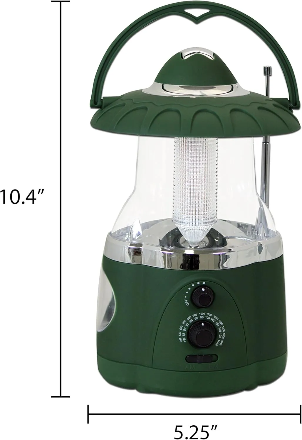 190485 12-LED Lantern with 4-LED Flashlight & AM/FM Radio (Green)