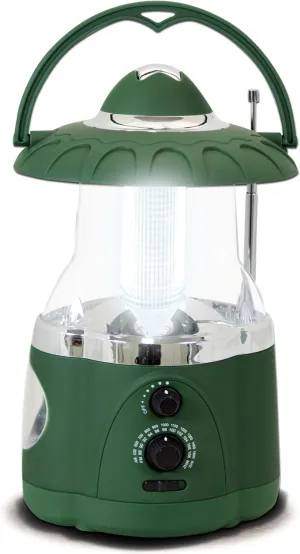 190485 12-LED Lantern with 4-LED Flashlight & AM/FM Radio (Green)