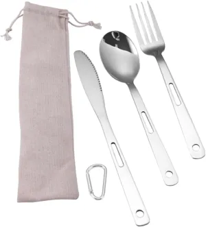 1set Portable Stainless Steel Camping Cutlery Outdoor Tableware Kit for Picnic Lightweight and Compact Design Utensils Heat Resistance Convenient for Travel