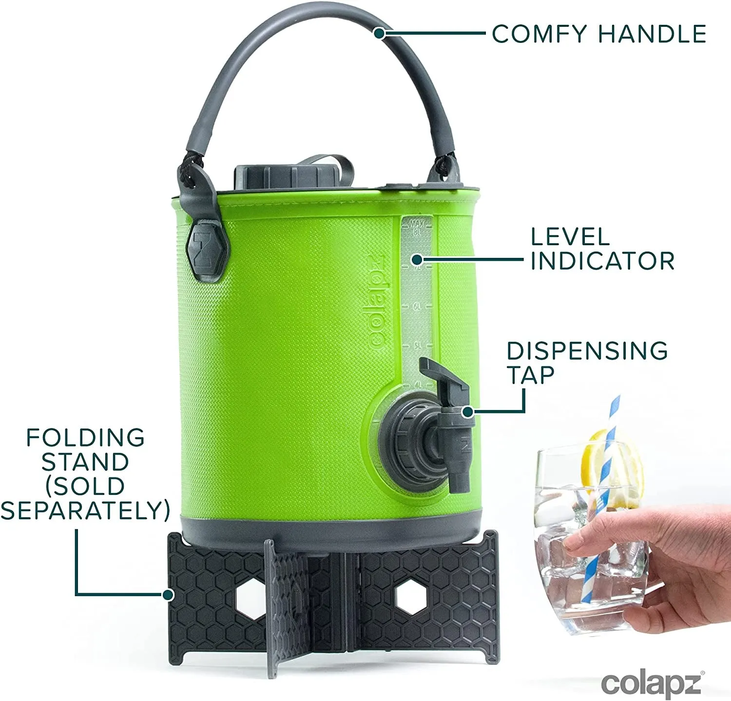 2-In-1 Collapsible Camping Water Container - Sports Water Jug - RV Bucket with Spigot - Water Jug Dispenser - Green