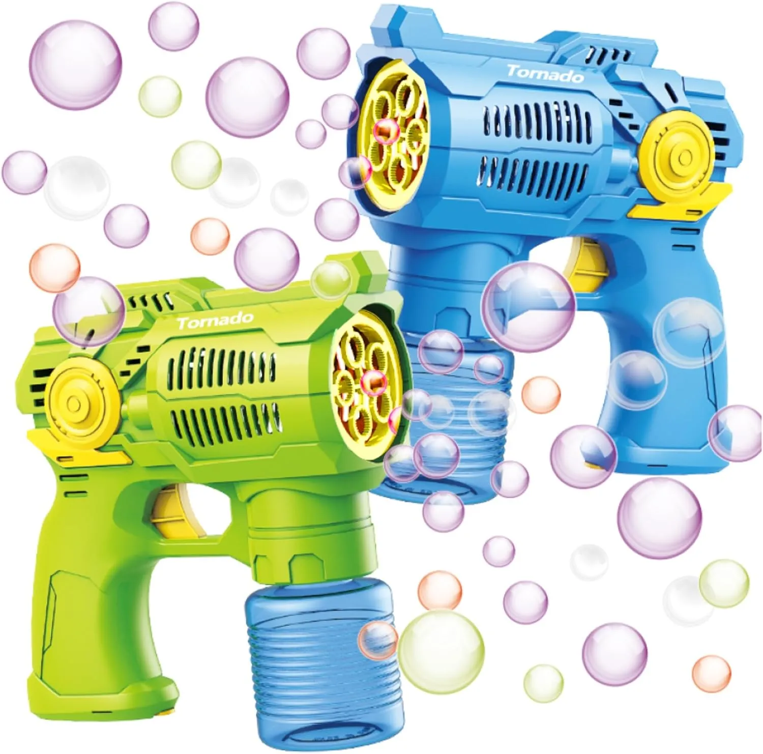 2-Pack Bubble Gun Set with Batteries – Automatic Bubble Blower Toys for Kids & Toddlers | 1 Blue   1 Green Bubble Shooter with Solution Included | Outdoor Fun & Ready to Play