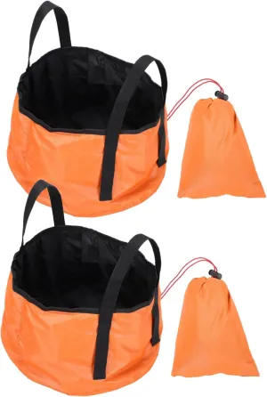 2 Pack Collapsible Outdoor Basins Portable Water Buckets Lid for Camping Hiking Boating