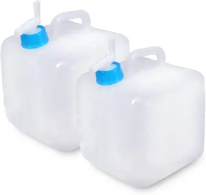 2 Pack Collapsible Water Container with Spigot 2.6 Gallon, Foldable Camping Water Storage Jug Portable Water Tank Canteen for Outdoor Hiking, Fishing, Emergency