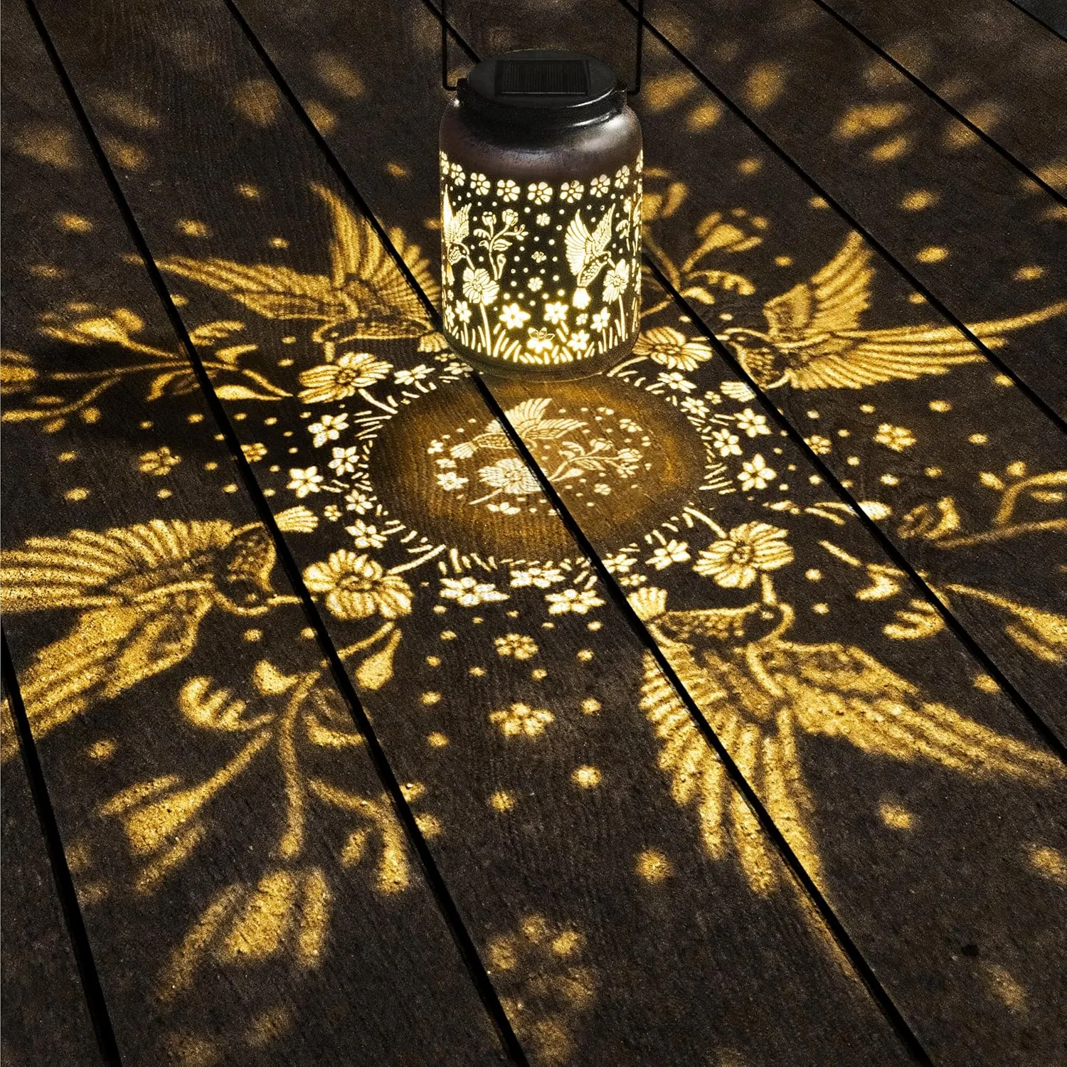 2 Pack Hummingbird Solar Lantern Outdoor Hanging Solar Light - IP65 Waterproof LED Decorative Lantern for Patio, Pathway, or Tabletop. Perfect Mother’s Day Gift for Women, Unique Metal Decor