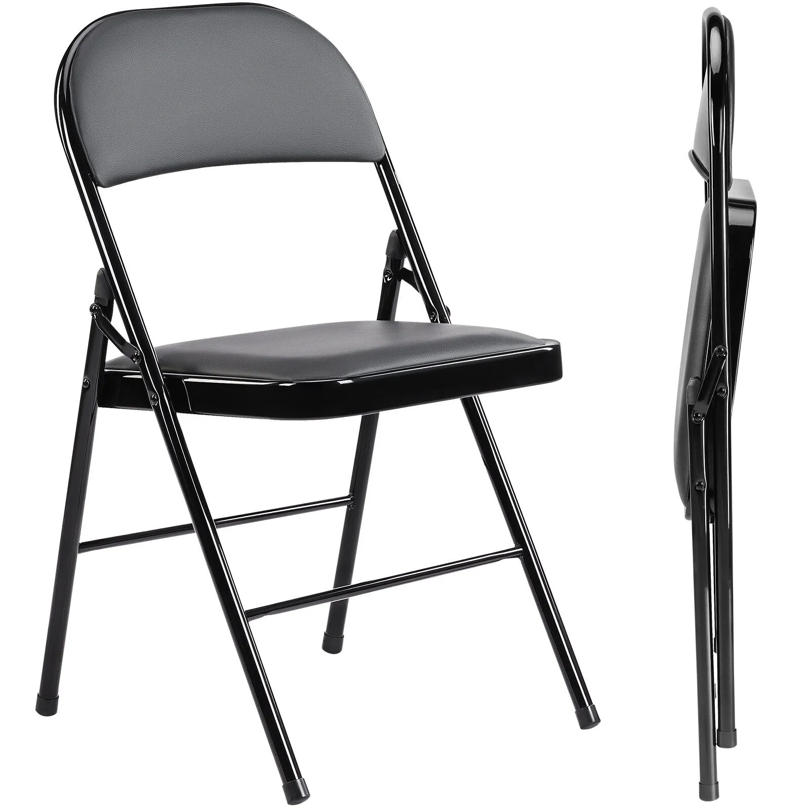 2-Pack Leather Padded Folding Chairs