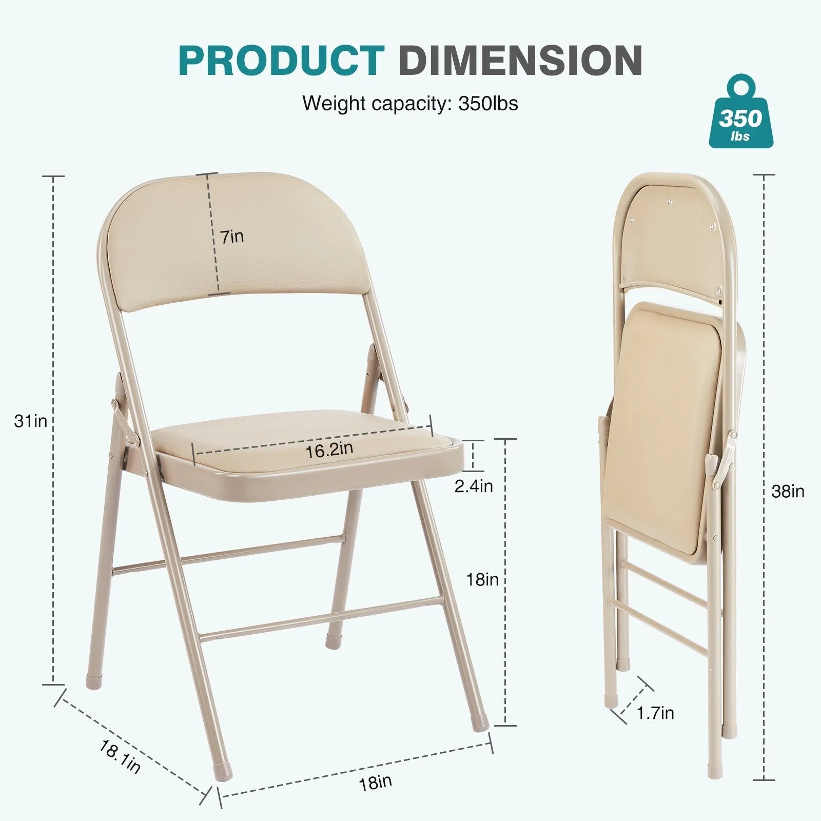2-Pack Leather Padded Folding Chairs