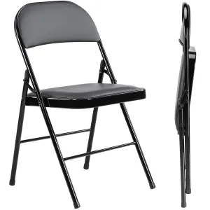 2-Pack Leather Padded Folding Chairs