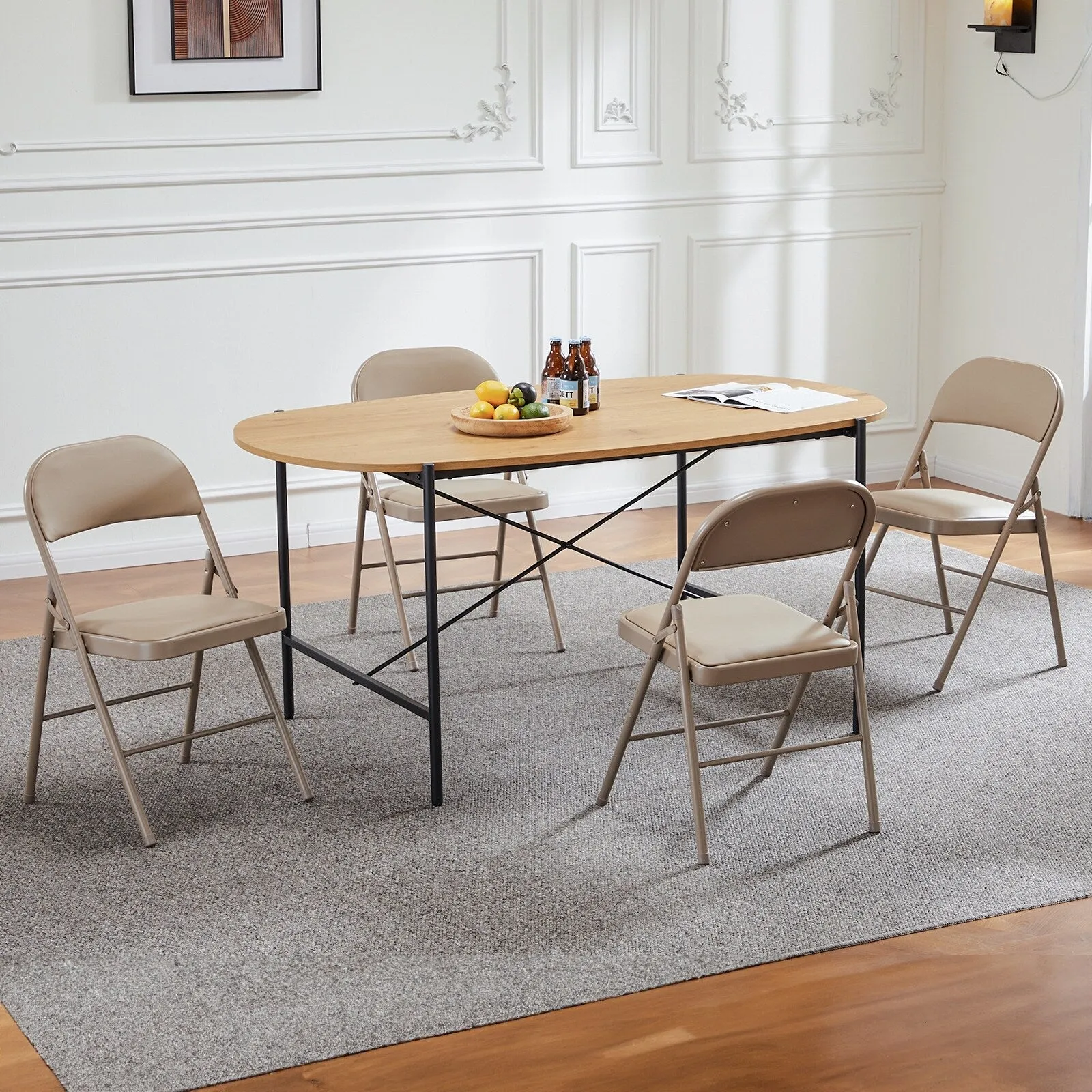 2-Pack Leather Padded Folding Chairs
