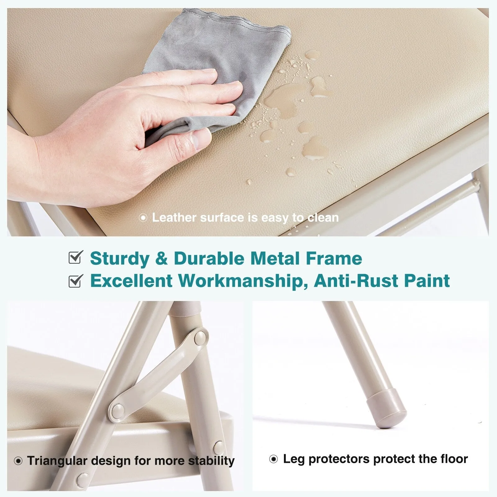 2-Pack Leather Padded Folding Chairs