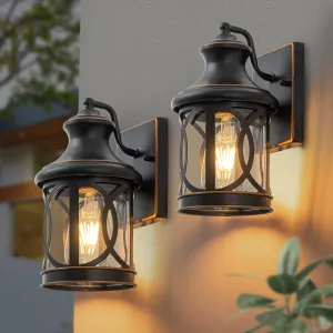 2-Pack Outdoor Wall Sconce Lights, Oil-Rubbed Bronze Exterior Lighting Fixtures with Glass Shade, Waterproof E26 Base Outdoor Lights for House Porch Garage Patio Lamps