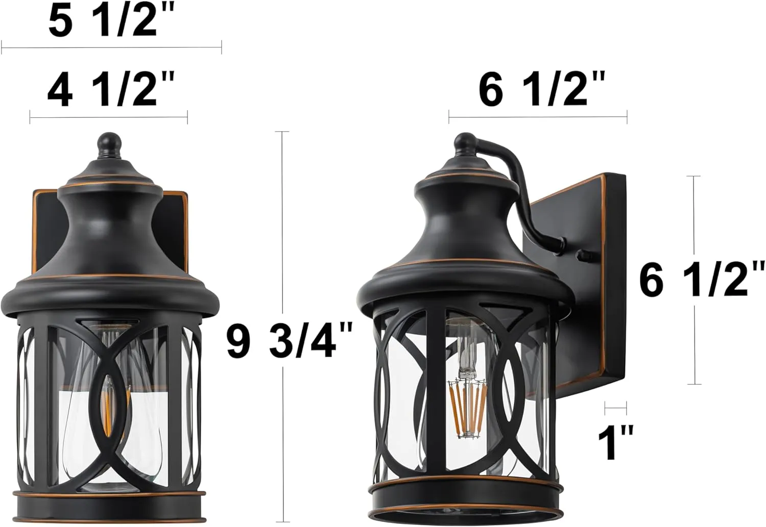 2-Pack Outdoor Wall Sconce Lights, Oil-Rubbed Bronze Exterior Lighting Fixtures with Glass Shade, Waterproof E26 Base Outdoor Lights for House Porch Garage Patio Lamps