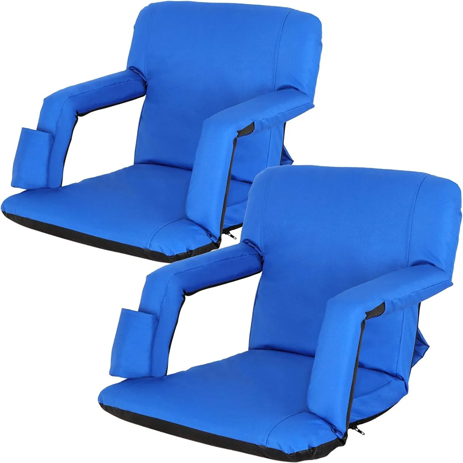 2 Pack Stadium Seats for Bleachers w/Back Support Padded Cushions 20.5"/25" Wide Comfortable Bleacher Chairs, Portable & Reclining Design - Ideal for Camping, Stadium Events