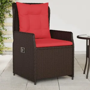 2-Piece Brown PE Rattan Reclining Patio Chairs with Removable Cushions, Adjustable Outdoor Lounge Chairs for Poolside, Backyard & Garden Furniture