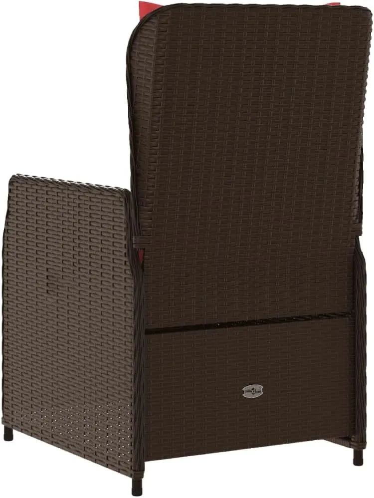 2-Piece Brown PE Rattan Reclining Patio Chairs with Removable Cushions, Adjustable Outdoor Lounge Chairs for Poolside, Backyard & Garden Furniture