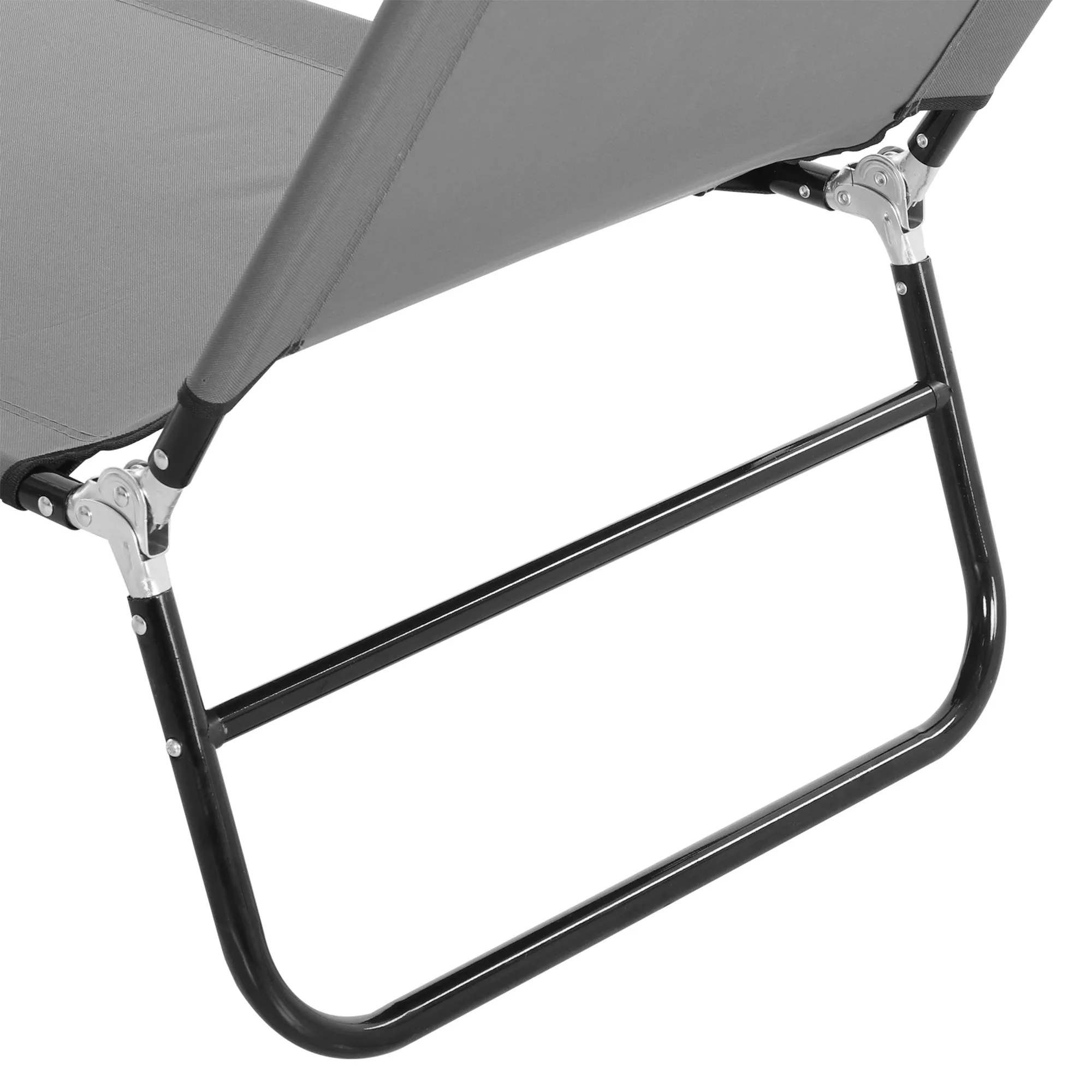 2 Pieces Pool Chaise Lounge Chairs, Folding, 5-Level Reclining, Steel Frame, Dark Gray