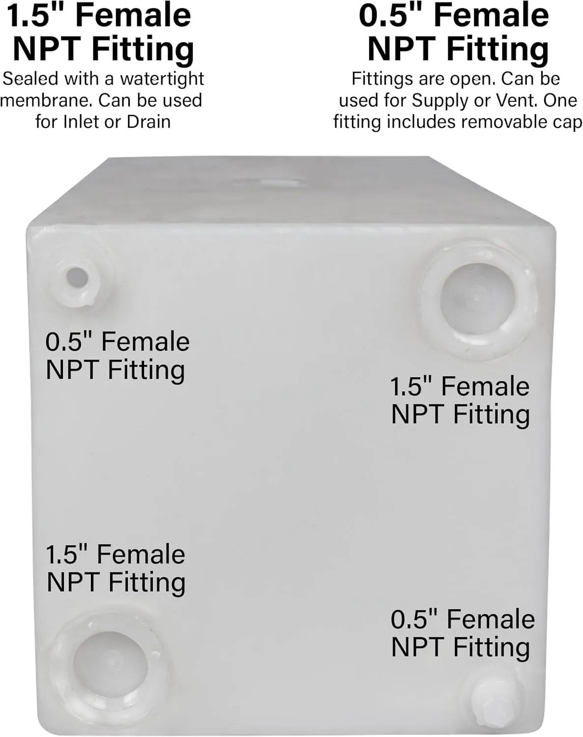 20 Gallon RV Fresh Water Tank, Potable Water Storage Tank for Drinking, Cooking, Cleaning, Showering, for Campers, Trailers, Motorhomes, RVs, Cube Shape, 21" x 17" x 14" (WT-5546)
