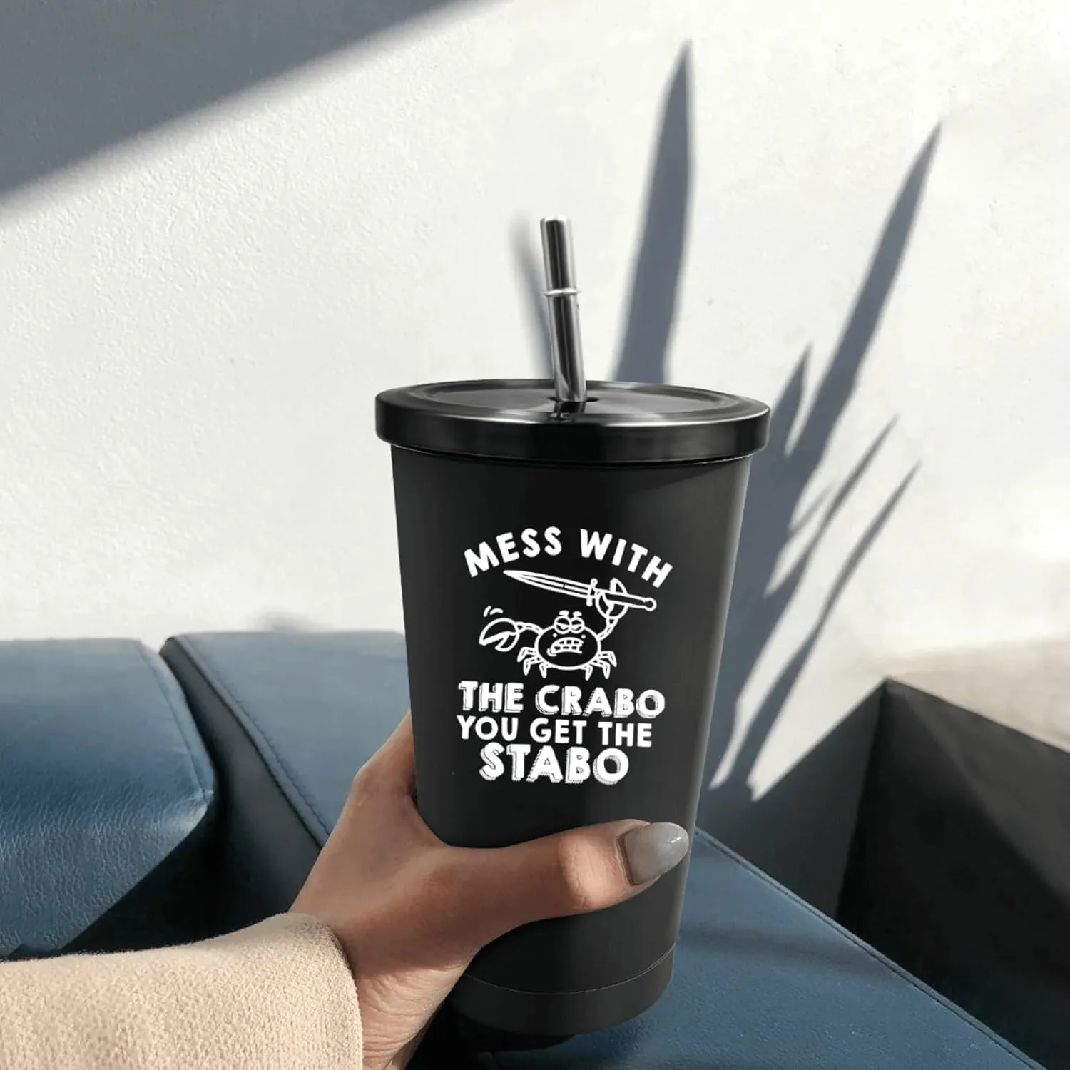 20 oz Tumbler with Lid and Straw Mess With The Crabo You Get The Stabo Tumbler Insulated Tumblers Stainless Steel Tumblers Funny Gift