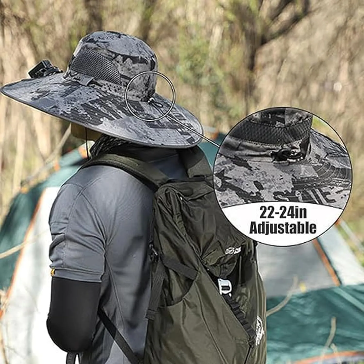 2025 New Solar Powered Fan hat, Wide Brim Solar Fan Hat USB Charging, for Men Fishing Camping UPF 50 