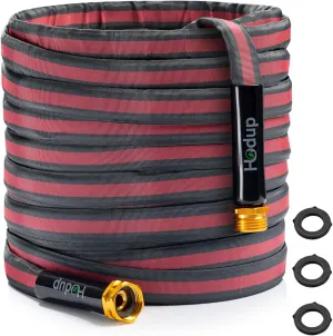 2025 Upgraded Non-Expanding Garden Hose - 50FT Lightweight Flexible, High-Pressure Anti-Kink/Burst-Resistant Lead-Free Outdoor Water Hose (Gray/Red)