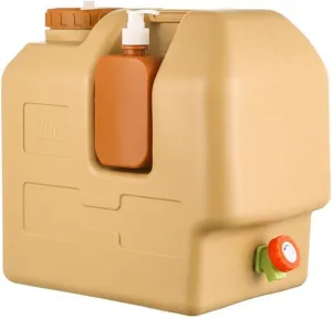 20L Water Container with Spigot Portable Water Jug for Outdoor Camping Emergency Handwashing Brown