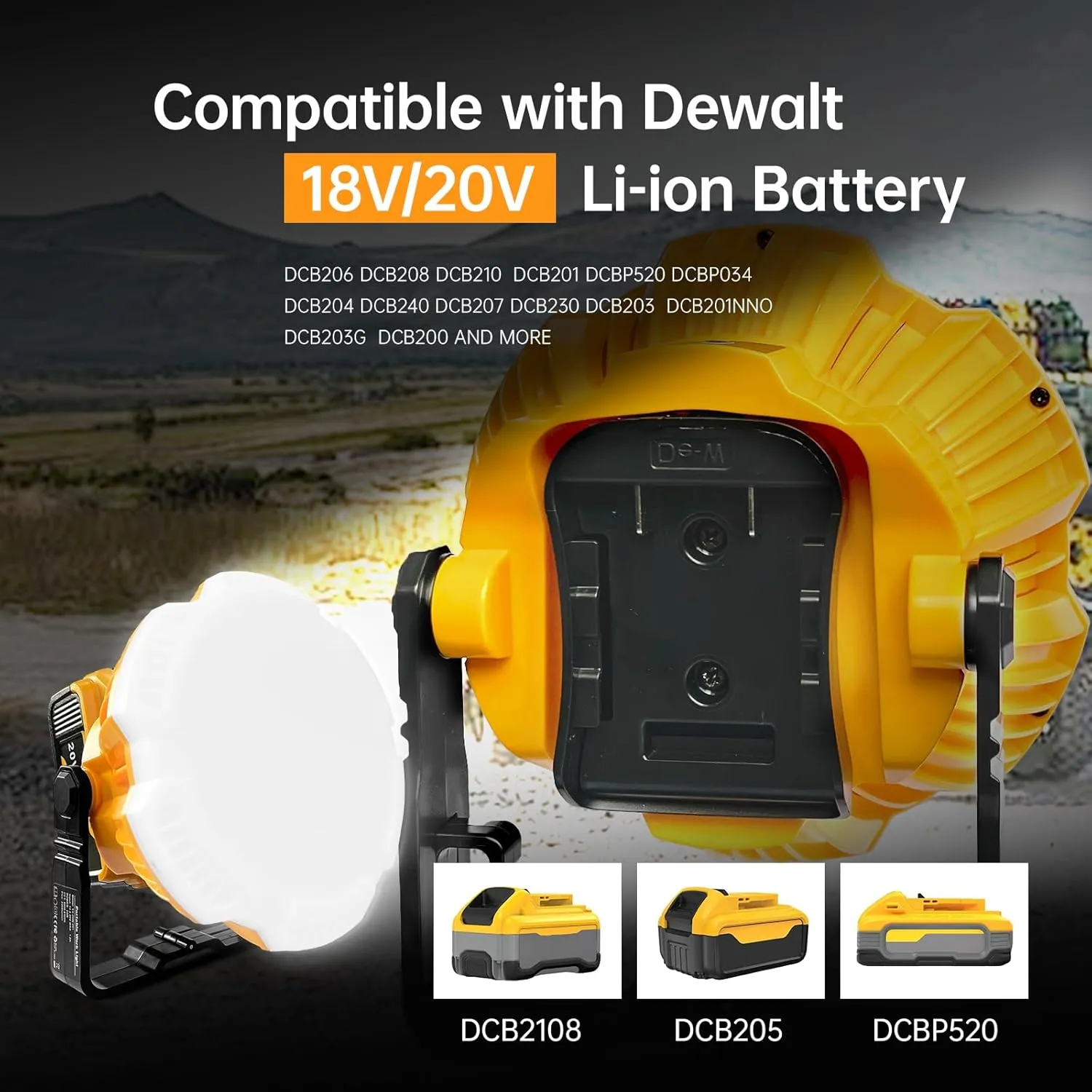 20V LED Camping Lantern for Dewalt 20v Battery, 24W LED Work Light for Emergency and Hurricane,Camping, Hiking, Fishing（Battery Not Included）