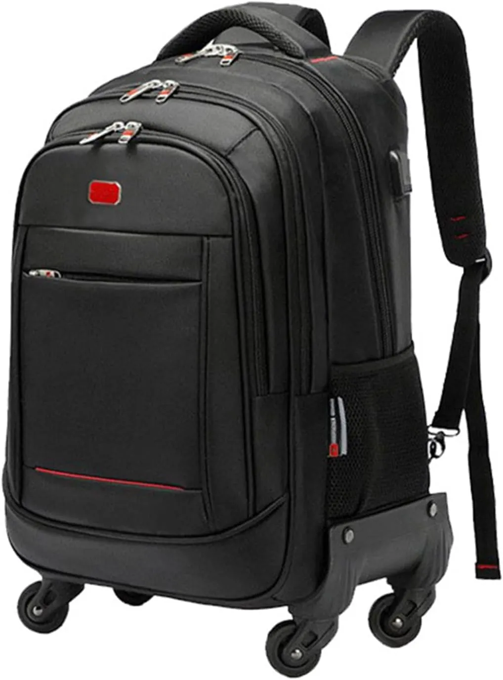 22in Rolling Backpack with 360 Detachable Wheels for Men Women Airline Approved Carry on Large Size Laptop Travel Business Luggage Bag (Black,18in)