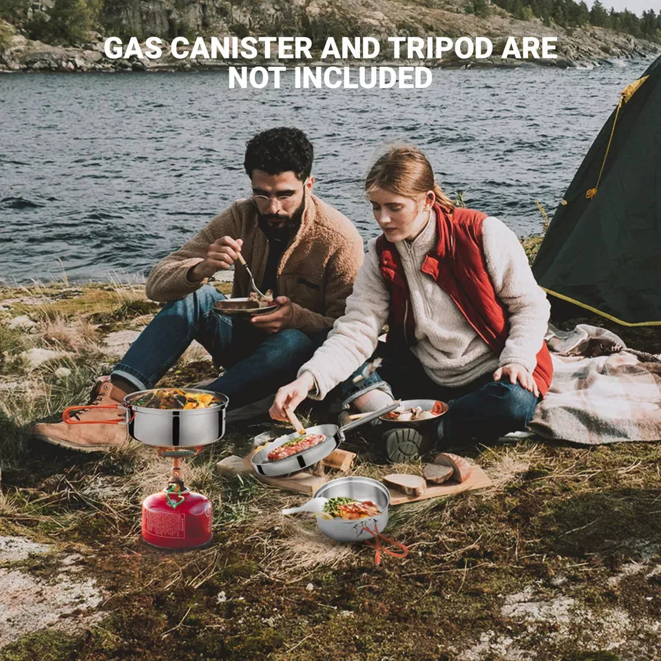 25PCS Stainless Steel Camping Cookware Mess Kit