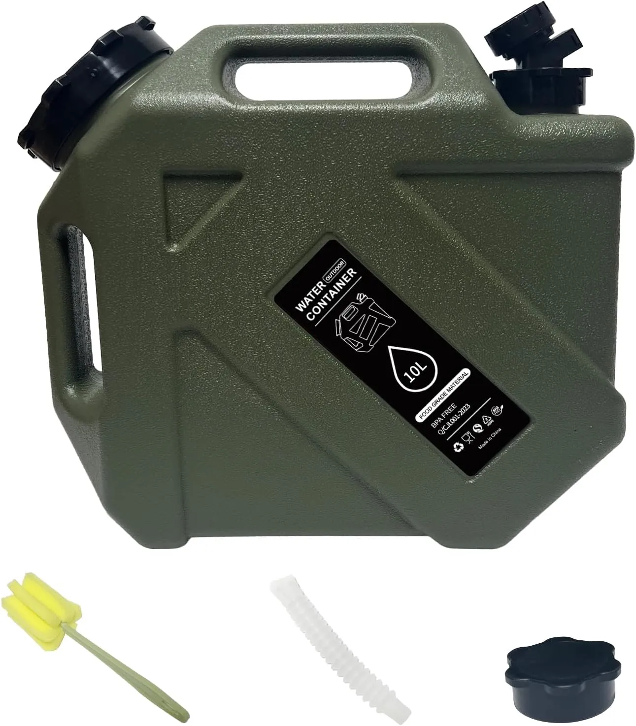 2.6 Gallon Camping Water Container with Spigot, Portable Water Jug BPA Free Water Tank, Military Green Emergency Water Storage Can for Outdoor Hiking Camping Picnic RV (10L)