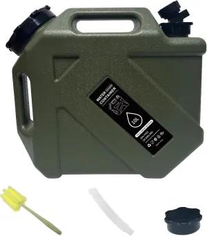 2.6 Gallon Camping Water Container with Spigot, Portable Water Jug BPA Free Water Tank, Military Green Emergency Water Storage Can for Outdoor Hiking Camping Picnic RV (10L)