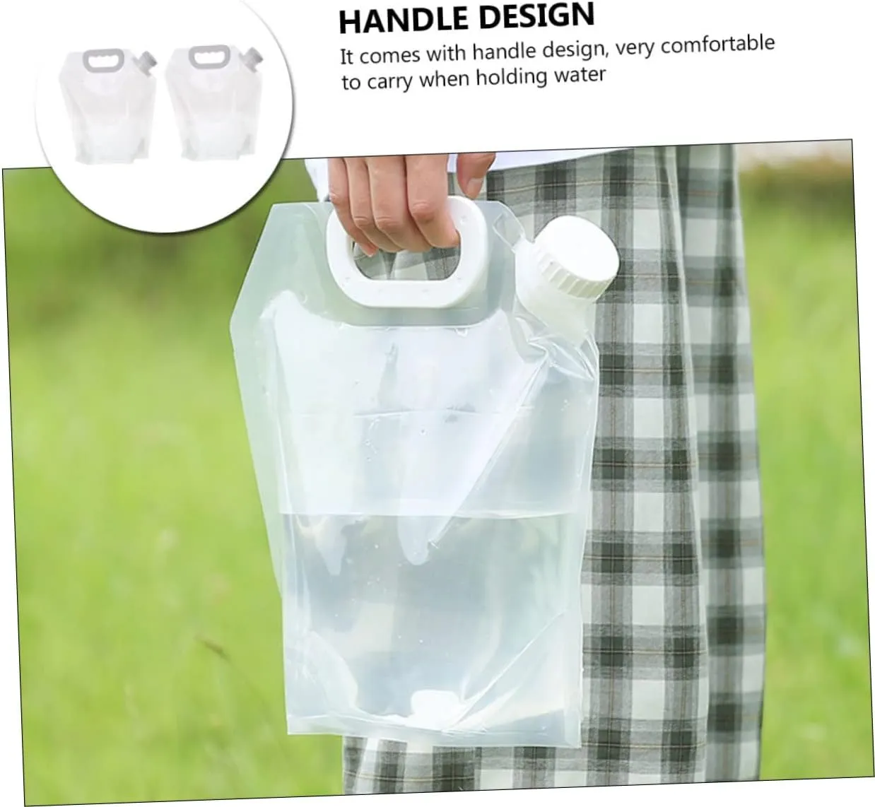 2sets Folding Water Jug Collapsible Outdoor Water Storage Bag for Camping Hiking Travel Leak Design with Handle for Easy Carrying for Vehicle Outdoor Activities 2pcs*2